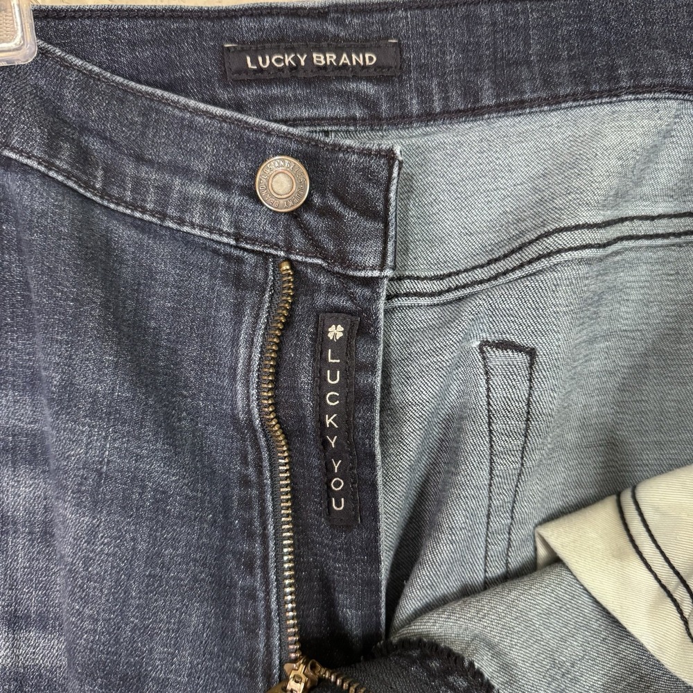 Lucky Brand Mens Jeans 40x29 Straight Denim Dark Crosshatch Pattern tag 38x30 - Picture 6 of 11
